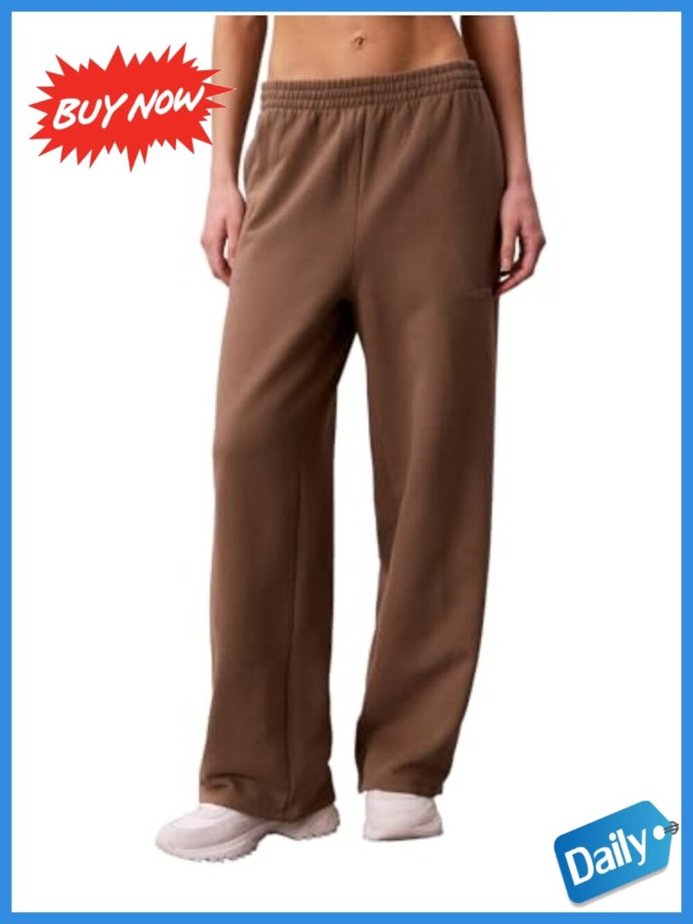 French Terry Straight Leg Joggers Drawstring Waist Side Pockets